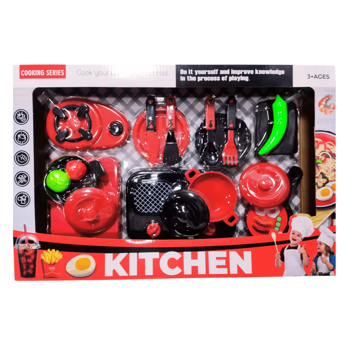 19 - Piece Kids Pretend Play Kitchen Set 3+ - Nesh Kids Store