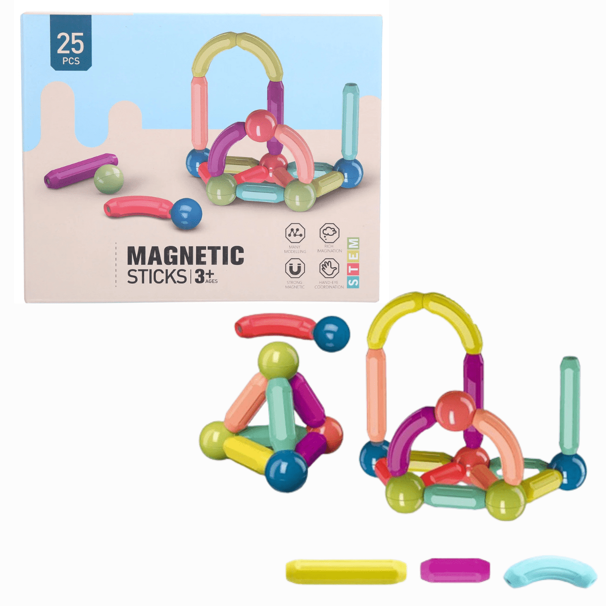 25 PCS Magnetic Blocks for Kids (3+) - Nesh Kids Store