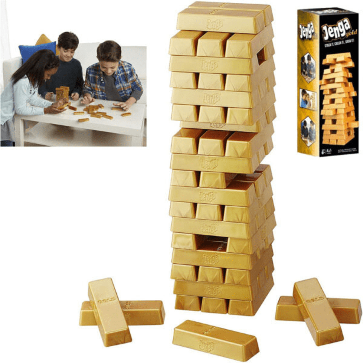 54 pcs Jenga Gold-Stack , Pull & Crash (6+) - Nesh Kids Store