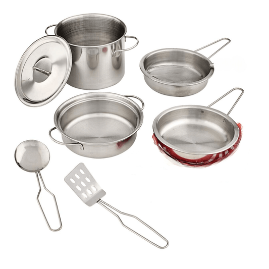 7 PCS Stainless Steel Tableware Kitchen Set Toy for Kids 3+ - Nesh Kids Store