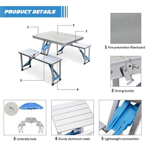 Aluminum Folding Camping Table (with 4 seats) - Nesh Kids Store