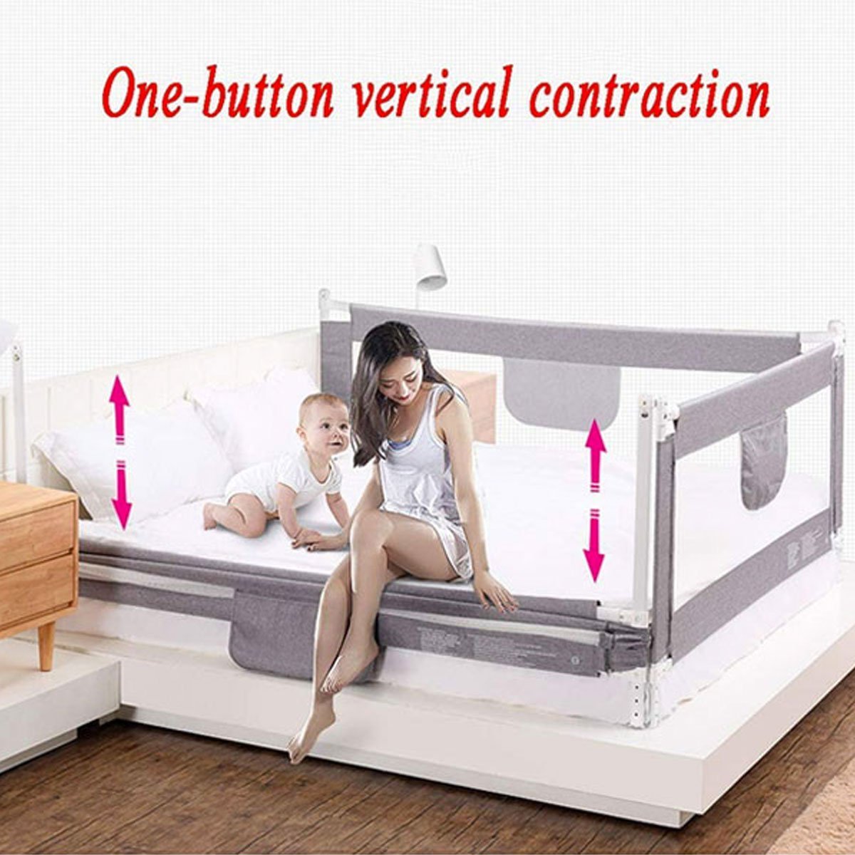 Baby Bed Rail Guard for Kids (Height 2ft, Width options - 1.5m / 1.8m / 2.0m) - Nesh Kids Store