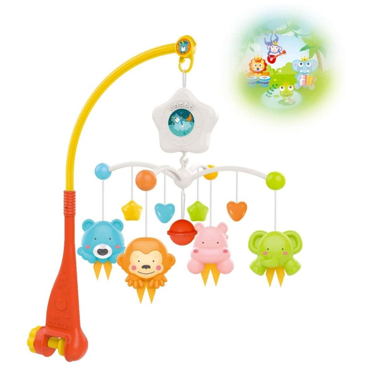 Baby Cot Mobile with Projector (HE0308) and Relaxing Music, Hanging Rotating Animals Rattles - Nesh Kids Store