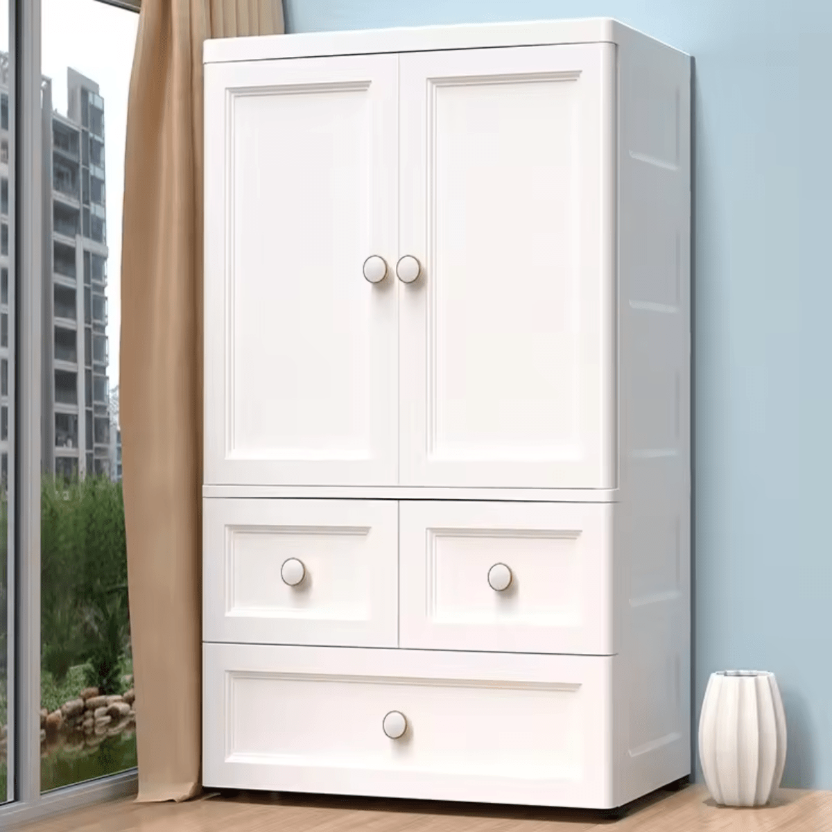 Baby Modern Drawers/Wardrobe D6523 - White - Nesh Kids Store