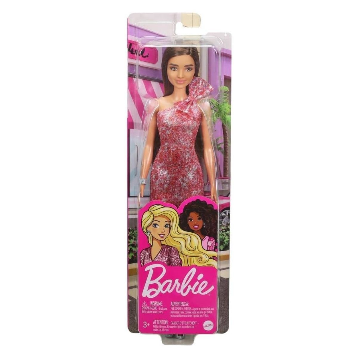 Barbie Glitz Doll with Pink Shimmer Off Shoulder Dress (T7580-GRB33) - Nesh Kids Store