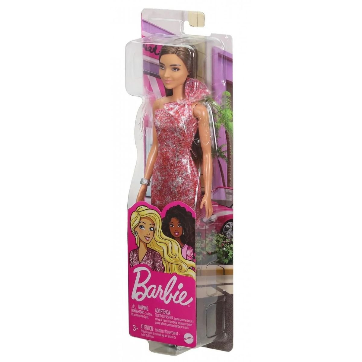 Barbie Glitz Doll with Pink Shimmer Off Shoulder Dress (T7580-GRB33) - Nesh Kids Store