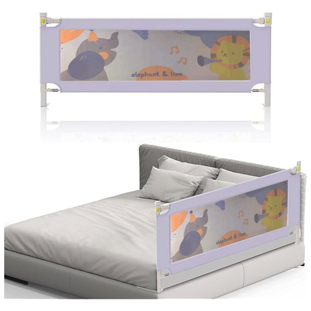 Bed Rail Guard - 1.5m / 1.8m / 2.0m - Elephant Print - Nesh Kids Store