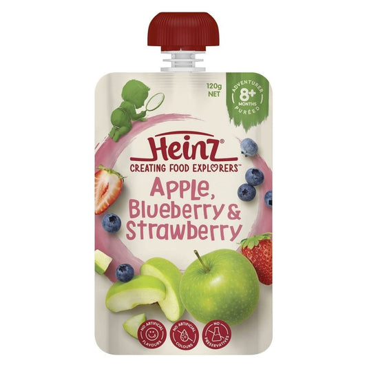 Heinz Apple, Blueberry & Strawberry Baby Food Pouch 8+ Months 120g - Nesh Kids Store