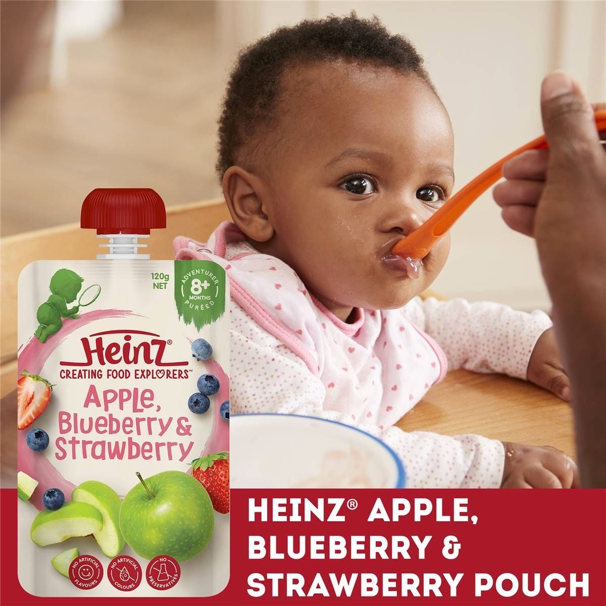 Heinz Apple, Blueberry & Strawberry Baby Food Pouch 8+ Months 120g - Nesh Kids Store