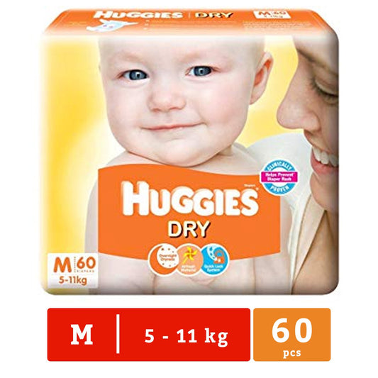 Huggies - Medium - Dry Diapers - 60 Pcs - Nesh Kids Store