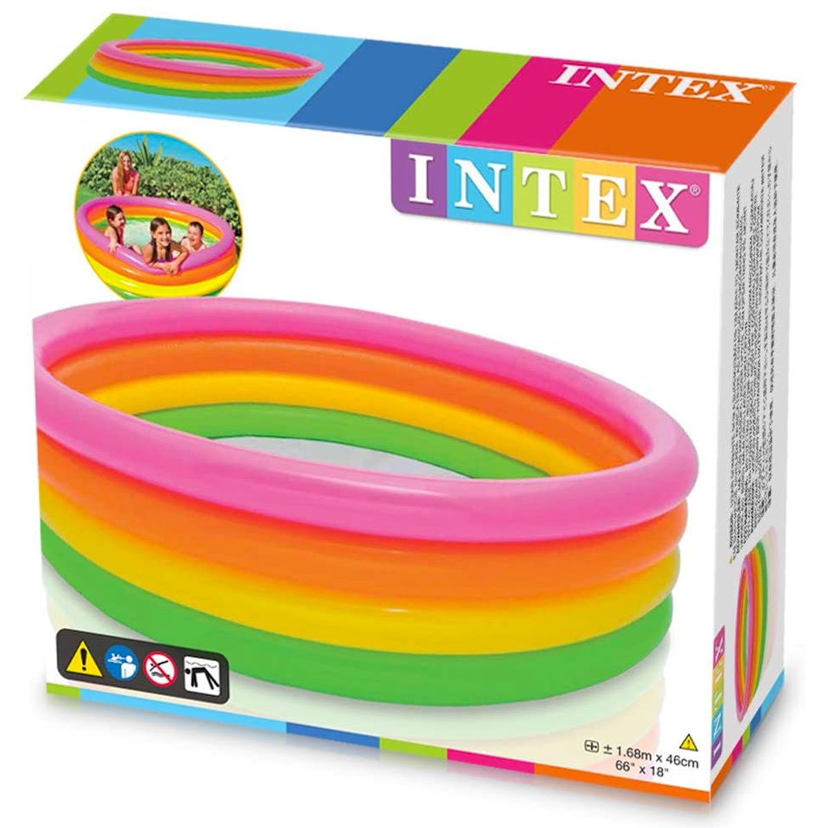 Intex Colourful Four Ring Pool (Large) - Nesh Kids Store