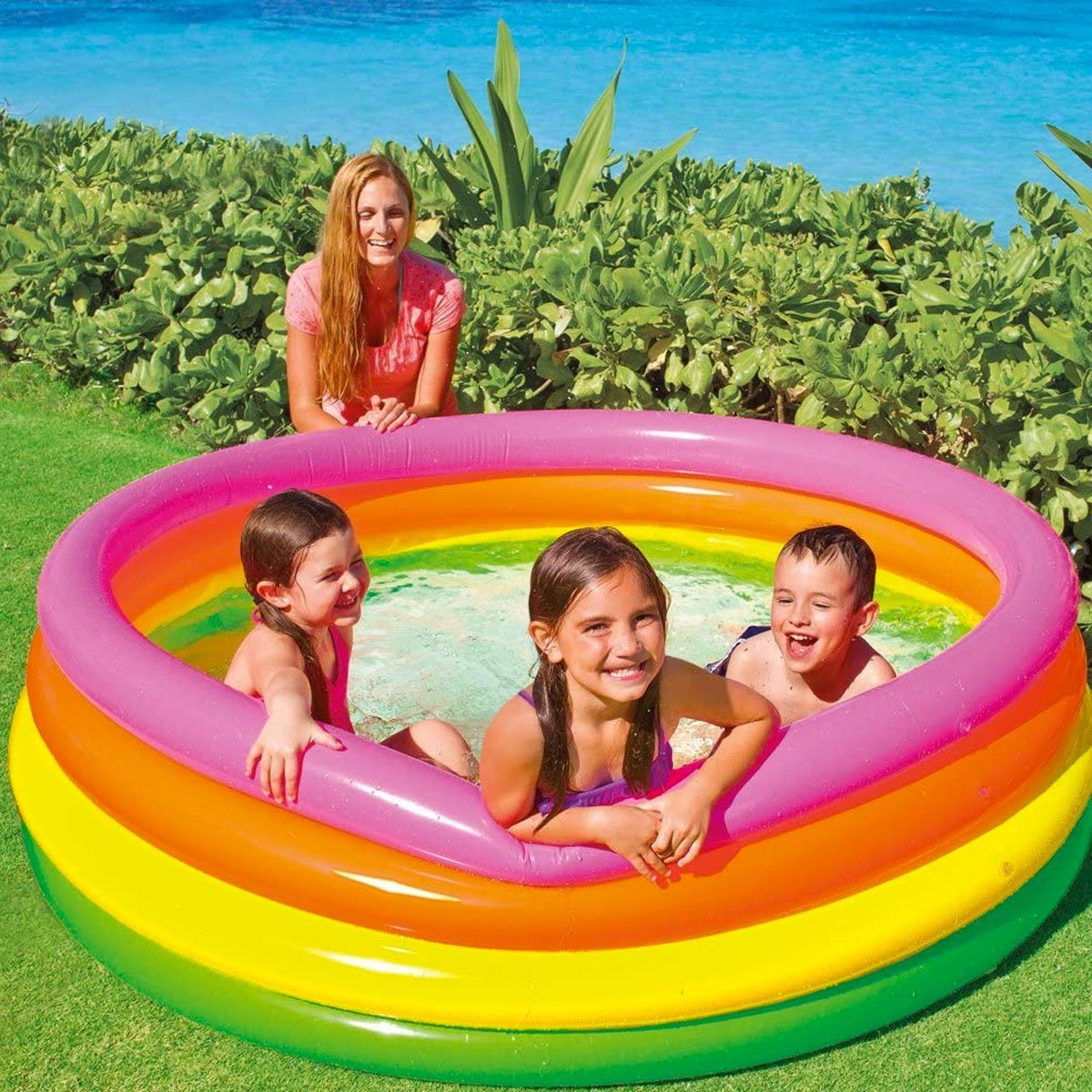 Intex Colourful Four Ring Pool (Large) - Nesh Kids Store