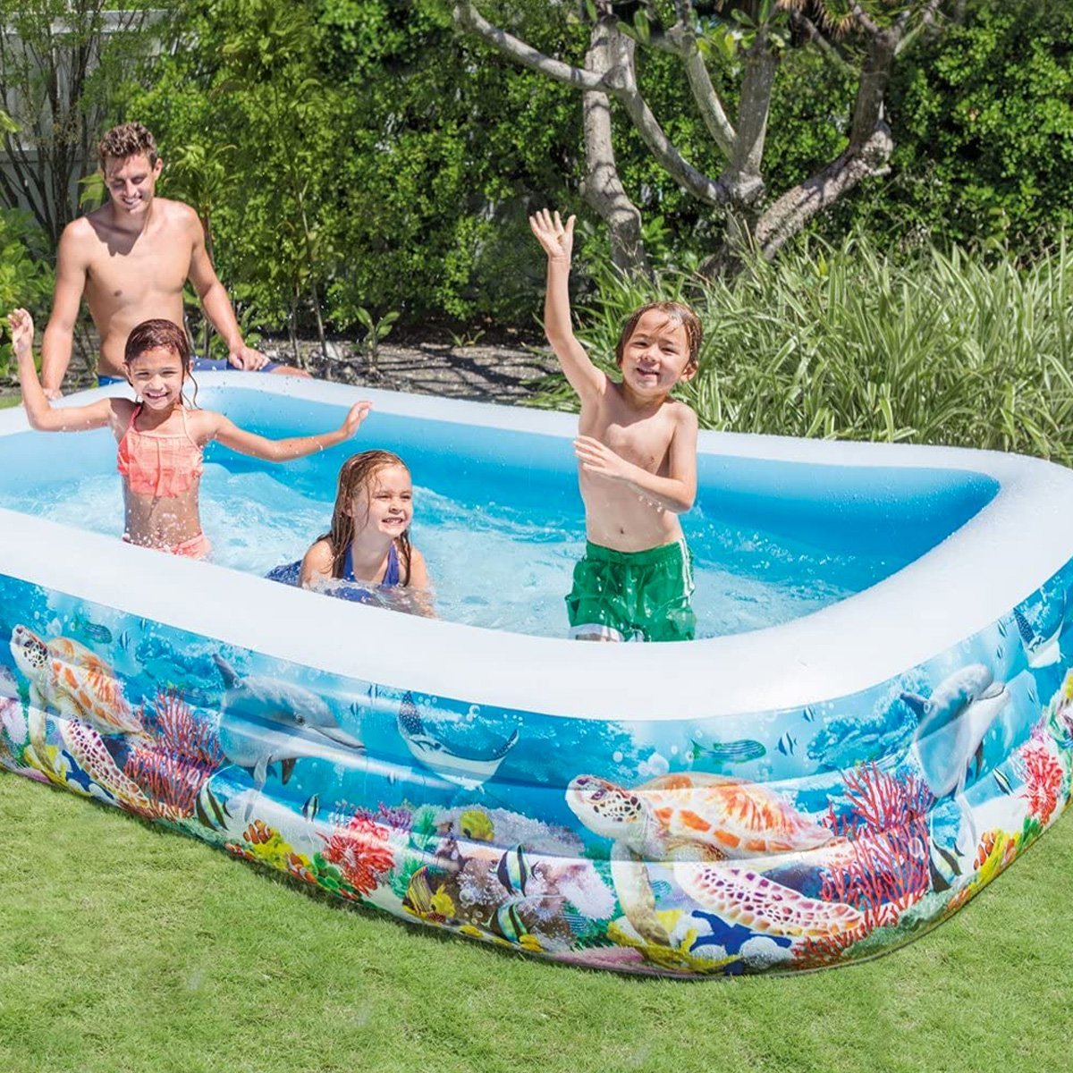 Intex Inflatable Pool, 305 x 183 x 56 cm, 999 L, Tropical design (58485np) - Nesh Kids Store