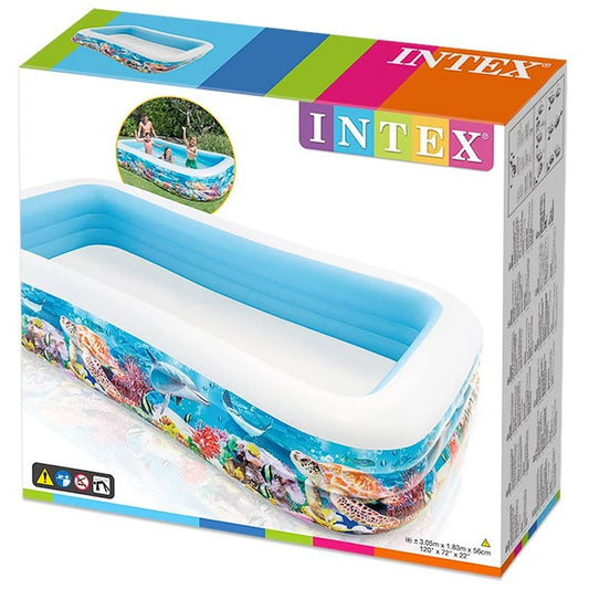 Intex Inflatable Pool, 305 x 183 x 56 cm, 999 L, Tropical design (58485np) - Nesh Kids Store