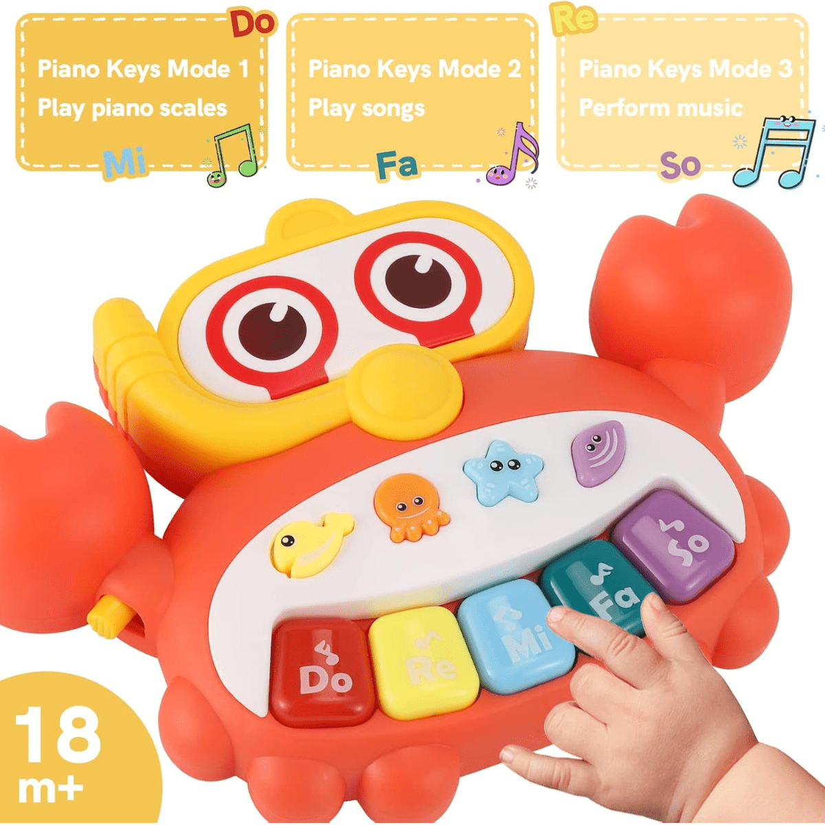 Musical Crab Animal Sounds Toy 18m+ - Nesh Kids Store