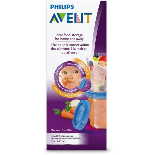 Philips Avent Food Storage Cups - 240ml (5 Pcs) - Nesh Kids Store