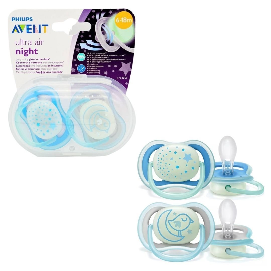 Philips Avent Ultra Air Night Pacifier 6-18 months (SCF376/20) - Blue - Nesh Kids Store