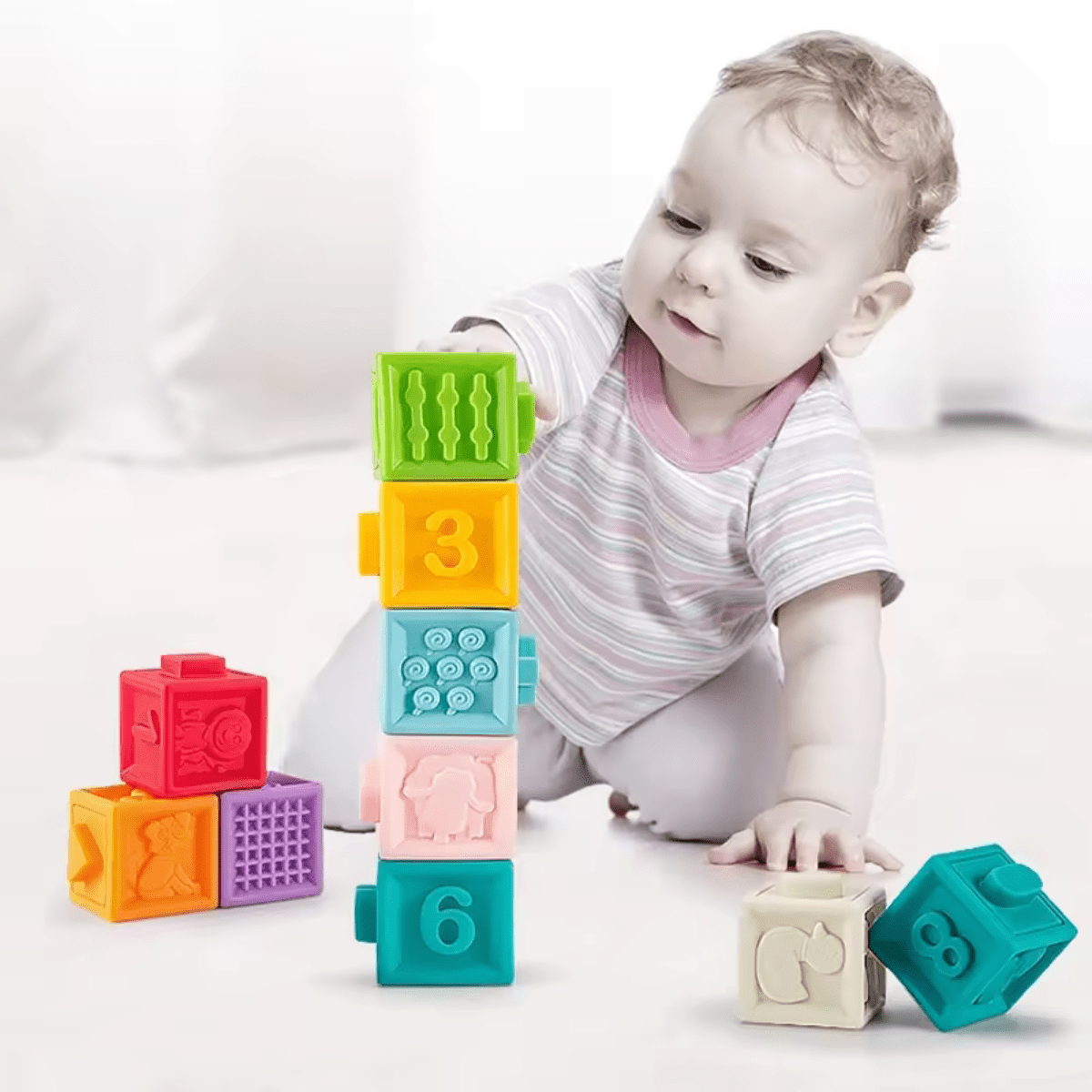 Textured Rubber Blocks 6m+ - Nesh Kids Store