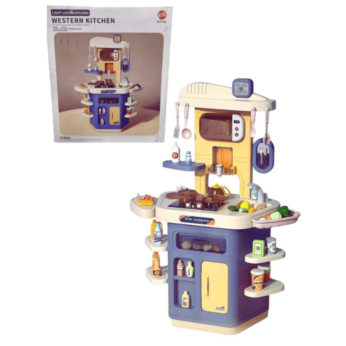 Toddlers Kitchen Playset with Sound, Light, Spray Simulation-Western Kitchen (3+) - Nesh Kids Store