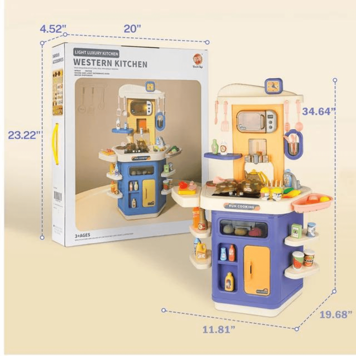 Toddlers Kitchen Playset with Sound, Light, Spray Simulation-Western Kitchen (3+) - Nesh Kids Store