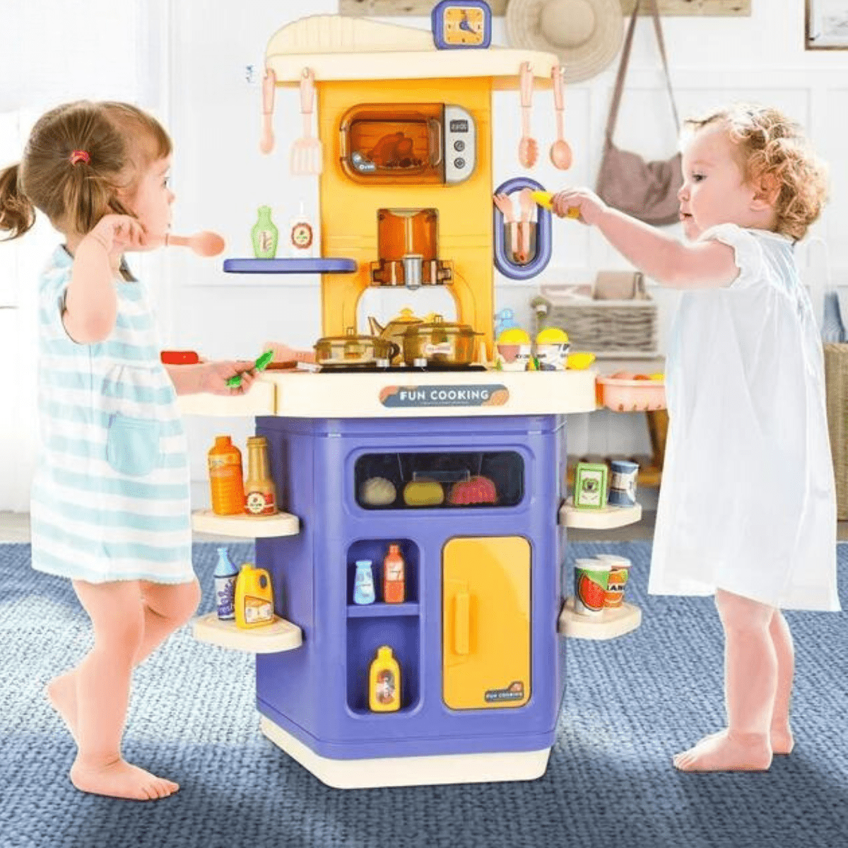 Toddlers Kitchen Playset with Sound, Light, Spray Simulation-Western Kitchen (3+) - Nesh Kids Store