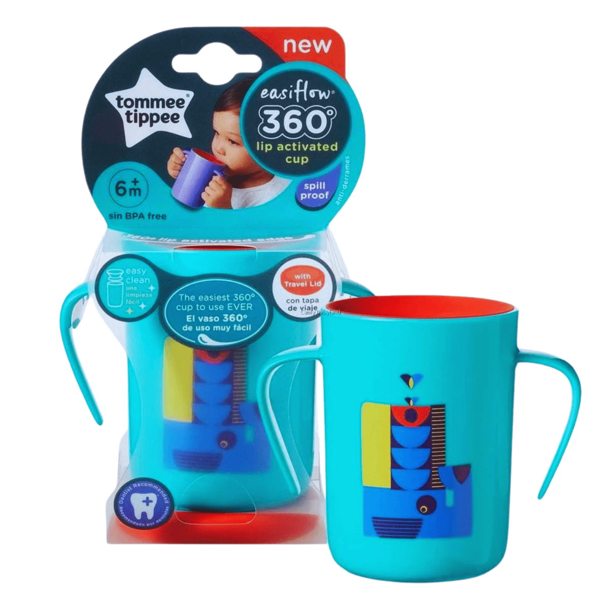 Tommee Tippee 360° Deco Trainer Cup 200ml (6m+) with Lid - Nesh Kids Store