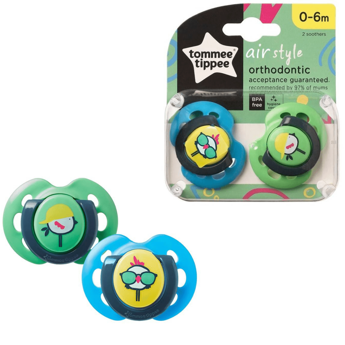 Tommee Tippee Air Style Soothers Twin Pack (0-6 Months) - Nesh Kids Store