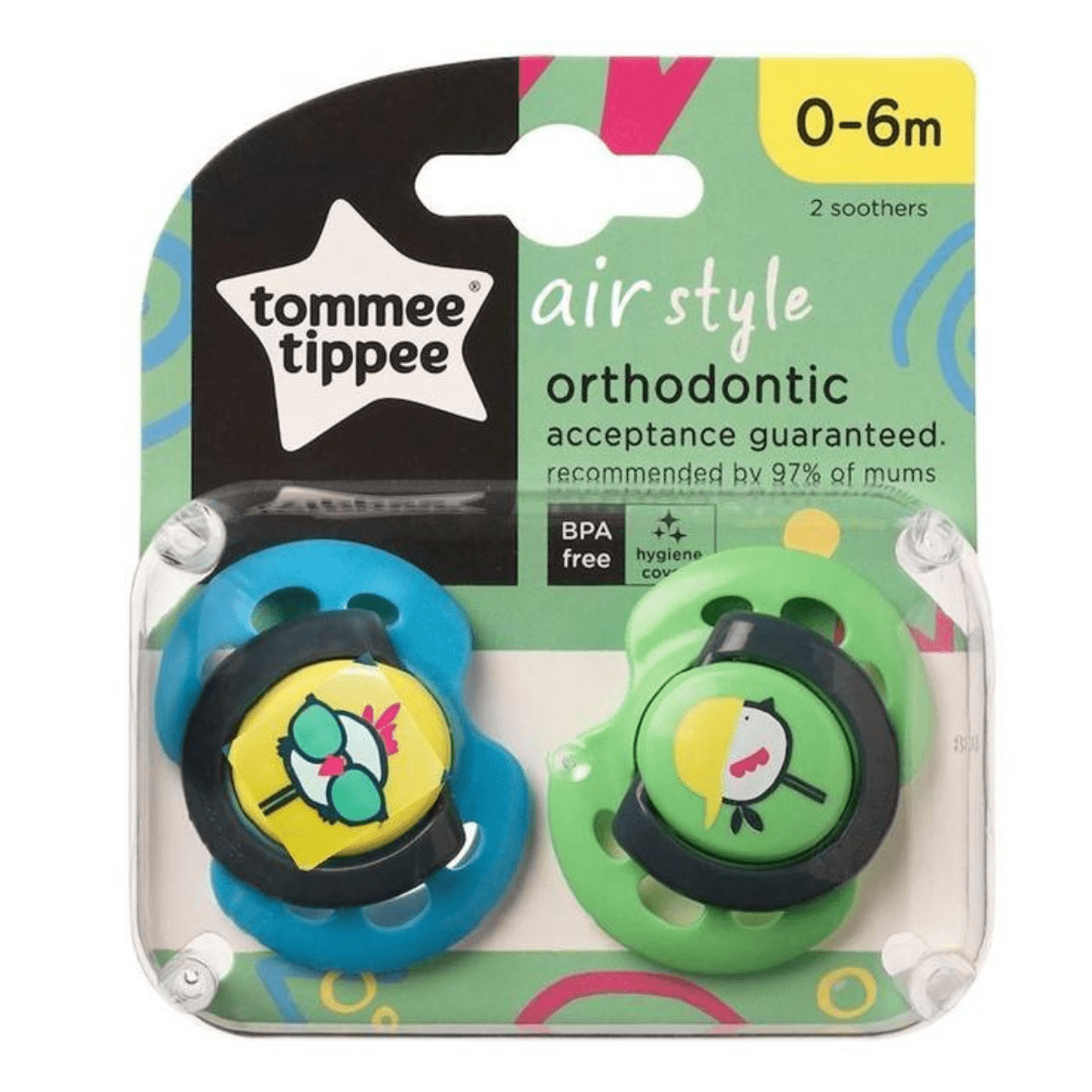 Tommee Tippee Air Style Soothers Twin Pack (0-6 Months) - Nesh Kids Store