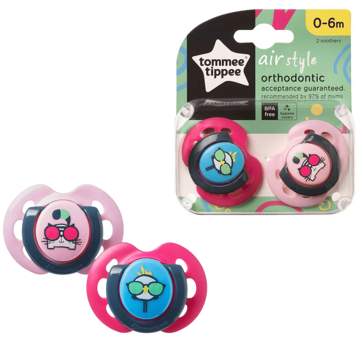 Tommee Tippee Air Style Soothers Twin Pack (0-6 Months) - Nesh Kids Store