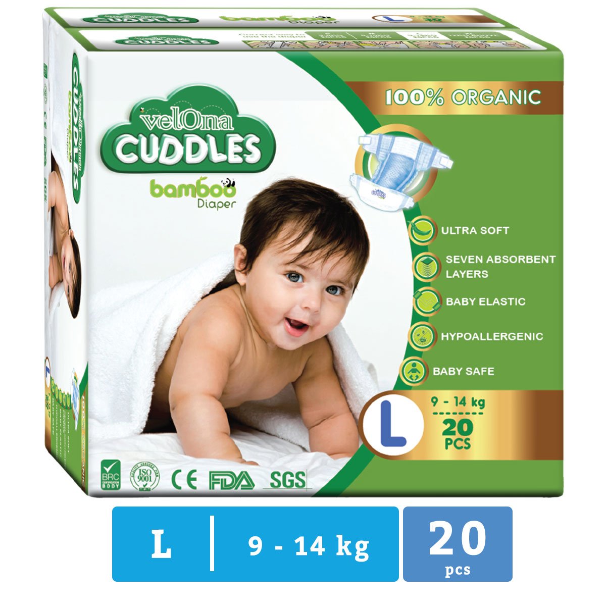 Velona Cuddles - Large - Bamboo Diapers - 20 Pc Pack - Nesh Kids Store