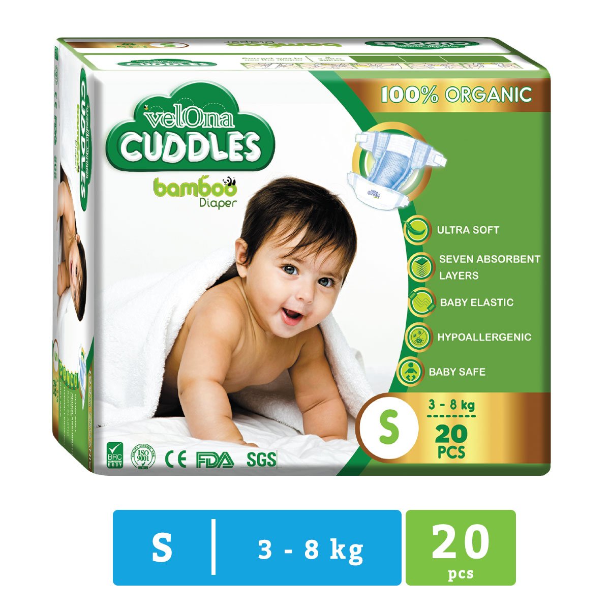 Velona Cuddles - Small - Bamboo Diapers - 20 Pc Pack - Nesh Kids Store