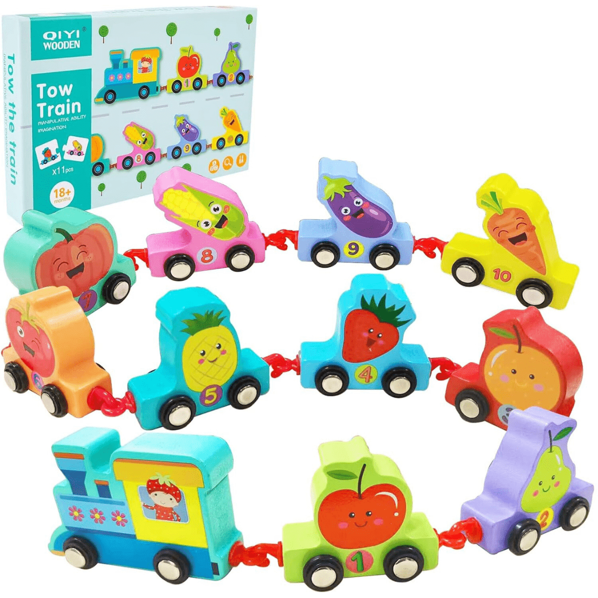 Wooden Tow Train series for kids (18m+) - Nesh Kids Store